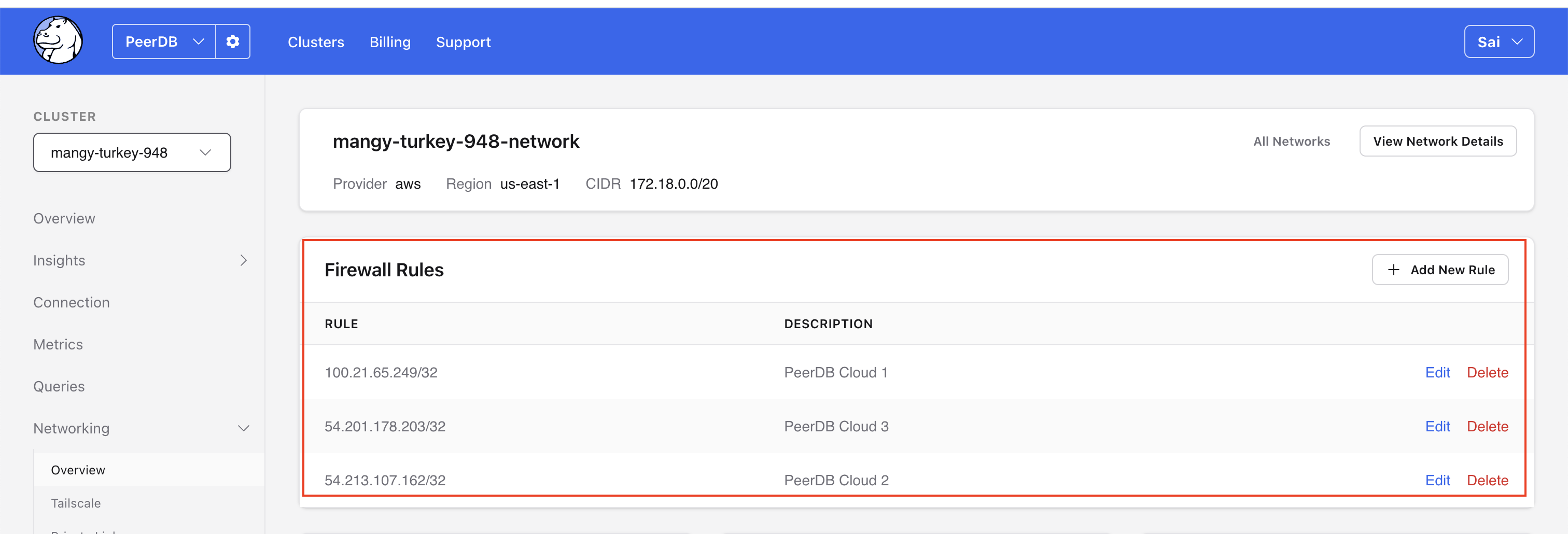 Добавление правил брандмауэра (Firewall Rules) для ClickPipes